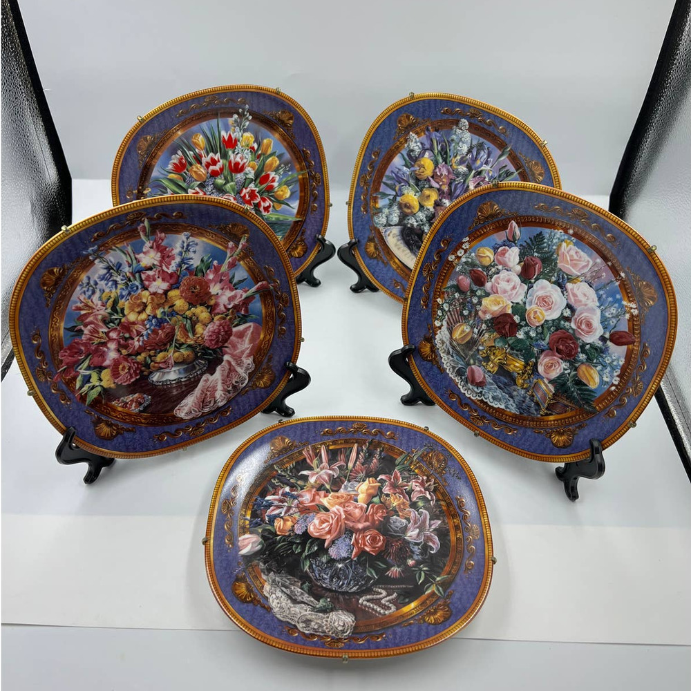 Bradford Exchange When Dreams Blossom Collectors Plates 1-3, 5, 6‎ Floral Tulips